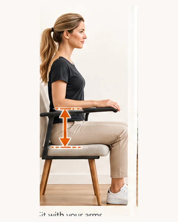 Seated elbow and armrest fit example.